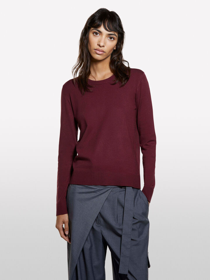 Burgundy crew neck top - women's crew neck sweaters - Burgundy | Sisley image number 3